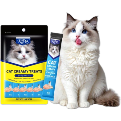 Amna Cat Creamy Treat Chicken Goat Milk Flavor (15g*5) image