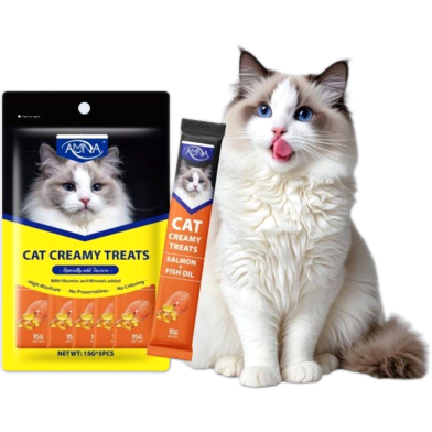 Amna Cat Creamy Treat Salmon Fish Oil Flavor (15g*5) image