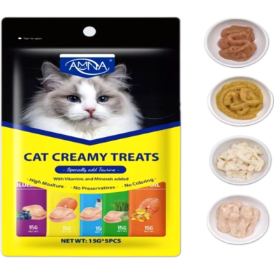 Amna Various Flavor 15g Cat Creamy Treats (15g*5) image