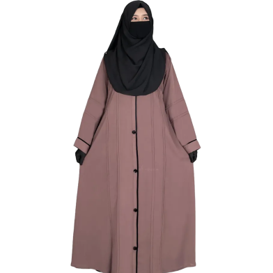 Glam Touch Amreen Piping Abaya | Mocha image