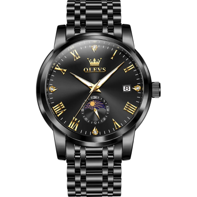 Analog Mens Luxury Stainless Steel Watch For Men Black image