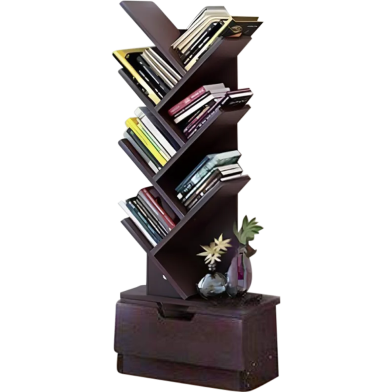Andormahal (Mdf Laminated Board) Tree Style Book Shelf Corner with Drawer image