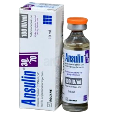 Ansulin SC Injection 30 Percent 70 Percent In - 100 IU/ml (10 ml vial) image