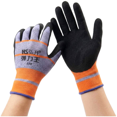 Anti Cutting And Anti-Skid Nylon Latex Gloves Workplace Safety Hand Protection Cut-Resistant Red Gloves For Labor Work, Kitchen Works, Gardening, Household, Motor Cycle Riding. image