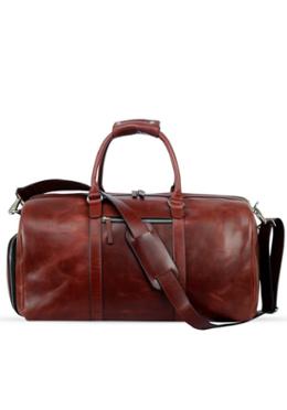Antique Maroon Oil Pull Up Leather Duffel Bag SB-TB303 image