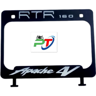 Apache 4V Branded Metal Digital Box Type Registration Number Plate Holder Black 1 Piece image