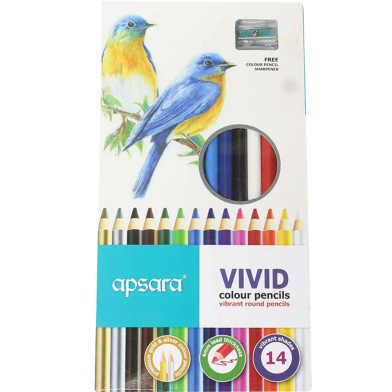 Apsara ViViD Premium and Vibrant Round Color Pencils – 14 Shades image