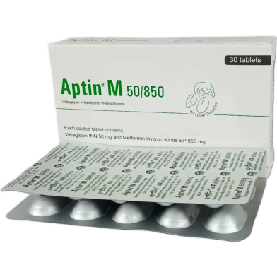 Aptin M 50 mg, 850 mg Tablet 10's Strip image