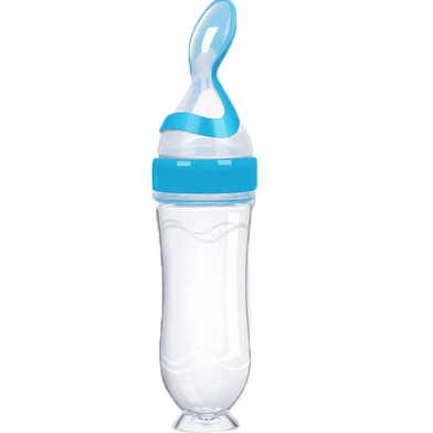 Arrival Bpa Free 2 in 1 Silicone Kids Squeeze Feeding Spoon Infant Rice Cereal Bottle 90 ml image