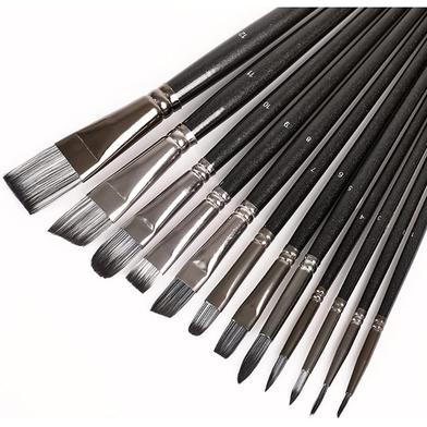 Artists Paint Brush Nylon Hair Water Color - 12 Pcs image