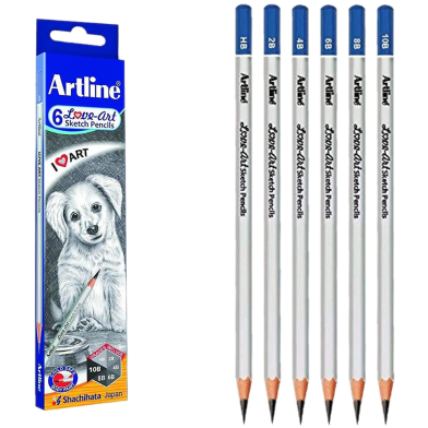 Artline HB, 2B, 4B, 6B, 8B, 10B Graphite Sketching Pencils Set for Drawing Pencil Set image