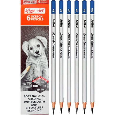 Artline HB, 2B, 4B, 6B, 8B, 10B Sketch Pencil 6Pcs Set image