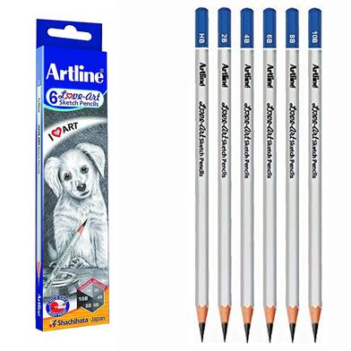 Artline HB, 2B, 4B, 6B, 8B, 10B Sketch Pencil 6Pcs Set image