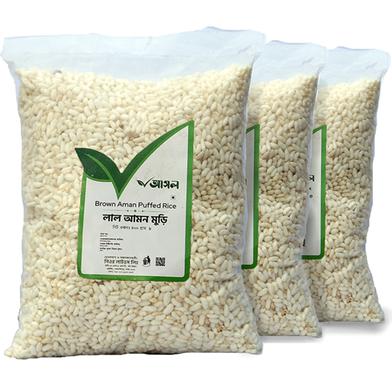 Ashol Brown Amon Puffed Rice (Lal Amon Muri) - 3×400 Gm image