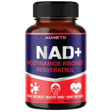 Aumeto Nad Plus Supplement With Nicotinamide Riboside NR Resveratrol Quercetin - 90 Capsules -523289722 image