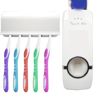 Automatic Toothpaste Dispenser Brush Holder - The Ultimate Bathroom Organizer (Multicolor) image