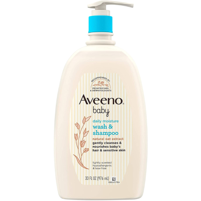 Aveeno Baby Daily Moisture Bath Wash And Shampoo 976ml image
