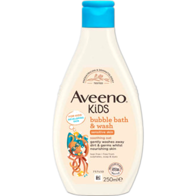 Aveeno Kids Bubble Bath And Wash For Sensitive Skin -250ml image
