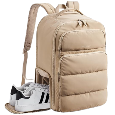 BAGSMART 35L Travel Backpack Women, 17.3 Inch Carry On Backpack Flight Approved, Personal Item Backpack Travel Bag, Water Resistant Casual Daypack, Desert image