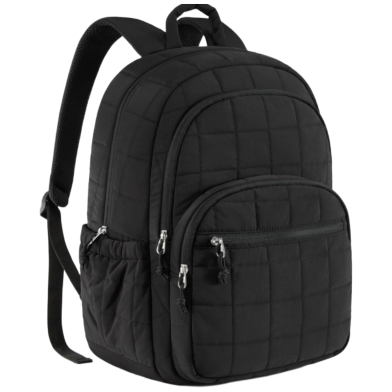 BAGSMART College Laptop Backpack, Travel Backpack for Women, Quilted Casual Daypack, Water-Resistant Bookbag for 15.6 Inch Laptop, Black image