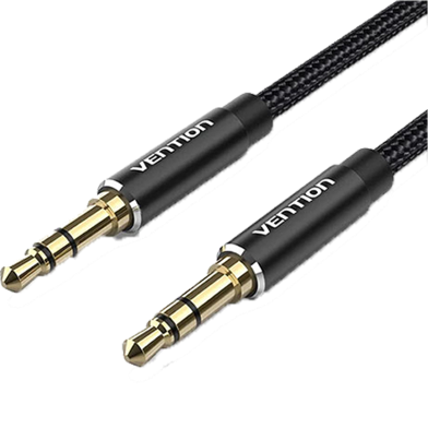 BAWBJ Cotton Braided 3.5mm Male to Male Audio Cable 5M Black Aluminum Alloy Type image