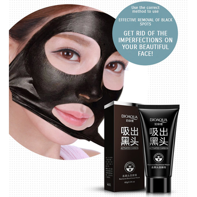 BIOAQUA ACTIVATED CARBON CHARCOAL BLACKHEAD REMOVAL CLEANSING DEEP PORES PEEL OFF BLACK MASK - 60GM Slide 5