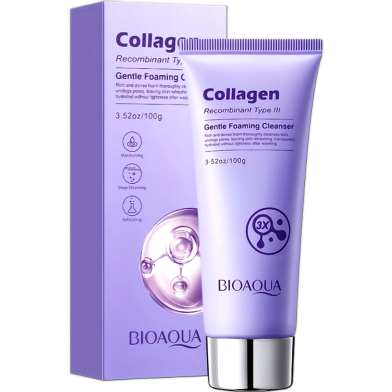 BIOAQUA Collagen Facial Cleanser Foaming Beauty Skin Whitening Moisture Oil Control Refreshing Face Wash-100gm image