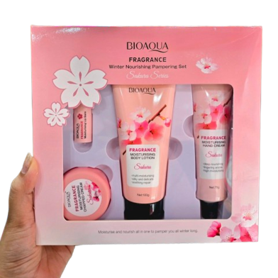 BIOAQUA Sakura Series 4 in 1 Skincare Set – Brightening, Hydrating Anti-Aging Face Care image