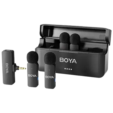 BOYA BY-V4 4-Channel Noise Cancellation Mini Wireless Microphone with 3.5mm Converter image