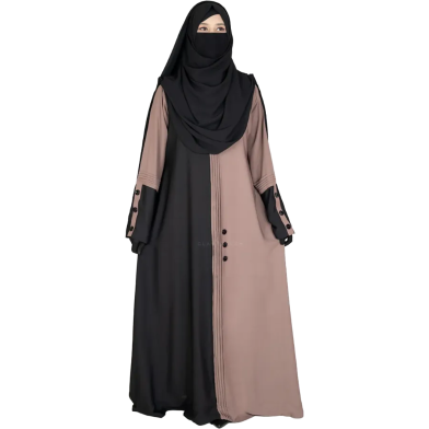Glam Touch BUSHRAH CONTRAST ABAYA | Mocha image