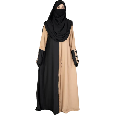 Glam Touch BUSHRAH CONTRAST ABAYA | Peanut image