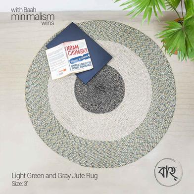 Baah Light Green and Gray Jute Rug 3′ Dia image