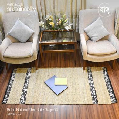 Boho 03 Handmade Natural Jute Rug 6x2.7 ft (White) image