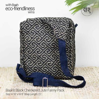 Baah’s Black Checkered Jute Fanny Pack image