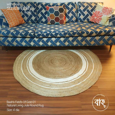 Baah’s Field’s Of Gold 01 Natural Living Jute Round Rug 4′ Dia image