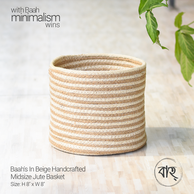 Baah’s In Beige Handcrafted Midsize Jute Basket image