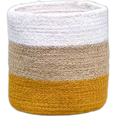Baah's Mustard with White Midsize Jute Basket image