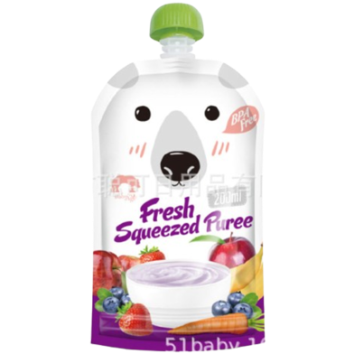 Baby Bear Bite Bite Music Fruit Food Bag Baby Fruit And Vegetable Puree Bag Reusable -1Piece image