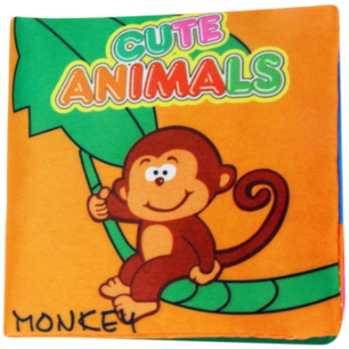 Baby Cloth Book [Animal 1355] Early Education Enlightenment Sound Paper BB Whistle Tear-Resistant Three-Dimensional Cloth Book - 1 Pcs image