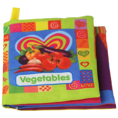 Baby Cloth Book [Vegetables] Early Education Enlightenment Sound Paper BB Whistle Tear-Resistant Three-Dimensional Cloth Book - 1 Pcs image