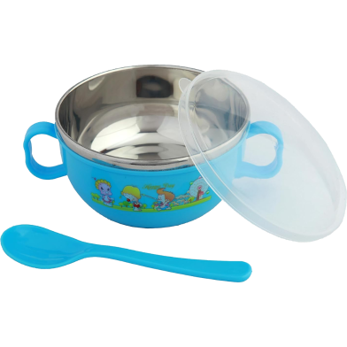 Baby Feeding Spoon And Bowl Set Stainless Steel 1 Bowl and PP 1 Spoon Any color image