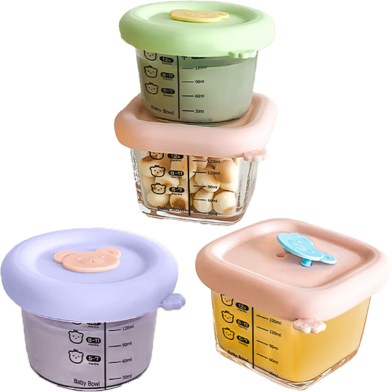 Baby Food Bowl Glass Fresh-keeping 160ml Storage Cooking Egg Bowl Baby Food Box Mini Portable Tableware Heat-resistant -1pcs (Any Color) image