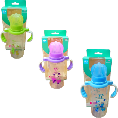 Baby PP Feedin Bottle with Handle 240ml - 1 Pc image