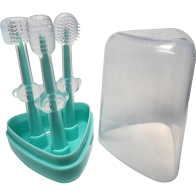 Baby Toothbrush Baby Tongue Cleaner for 0-18 Months 3 Pcs Set Tiffany Multicolor image
