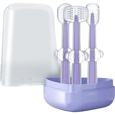 Baby Toothbrush Baby Tongue Cleaner for 0-18 Months 3 Pcs Set Purple image