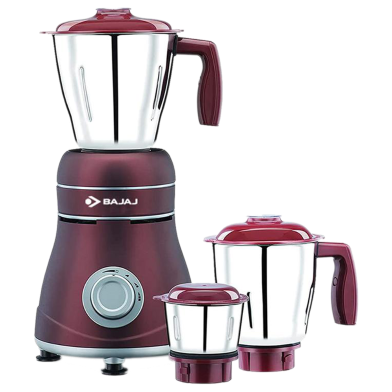 Bajaj Ivora 800W Mixer Grinder with Anti Bacterial Coating and Nutri-Pro Feature, 3 Jars, Crimson Red image