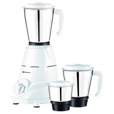 Bajaj Rex 500W Mixer Grinder with Nutri-Pro Feature, 3 Jars, White image