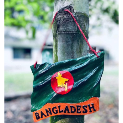 Bangladesh Flag Marble Stone Wall Hanging Replica image