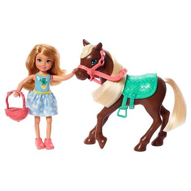 Barbie Club Chelsea Doll and Horse 6-Inch Blonde Wearing Fashion and Accessories Gift for Kids image