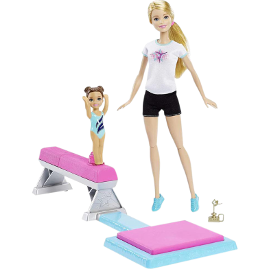 Barbie Doll as Gymnastic Teacher with Balance Beam and Student image